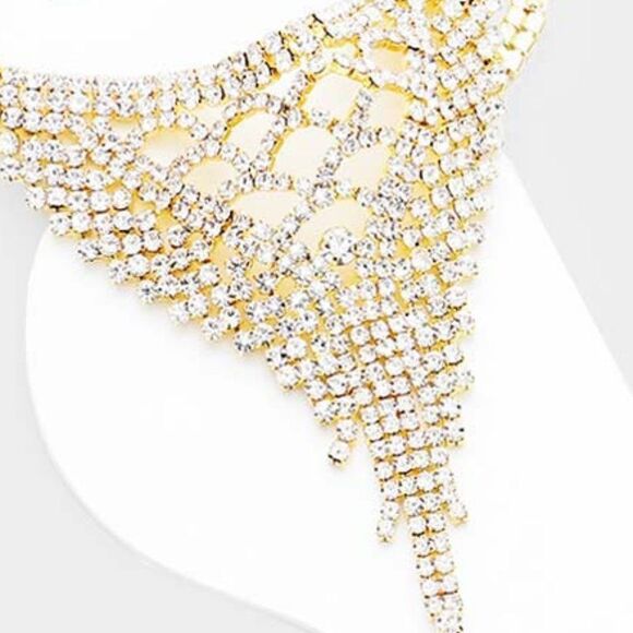 Anklet Clear Rhinestone Gold Net Toe Ring - Picture 3 of 6